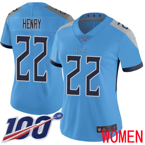 Tennessee Titans Limited Light Blue Women Derrick Henry Alternate Jersey NFL Football 22 100th Season Vapor Untouchable
